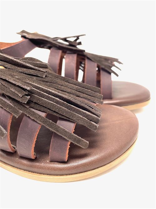 Sandalo donna con frangetta IL LACCIO | 3137NABUKT.MORO
